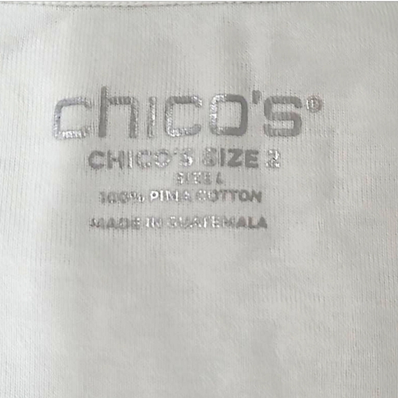 Chico’s Pima Cotton V-Neck Tee Floral 3/4 Sleeve Soft Knit Casual Top Size 2 (L) - Picture 6 of 9